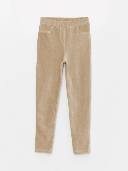 Basic Velvet Leggings for Girls with Elastic Waistband - LC WAIKIKI