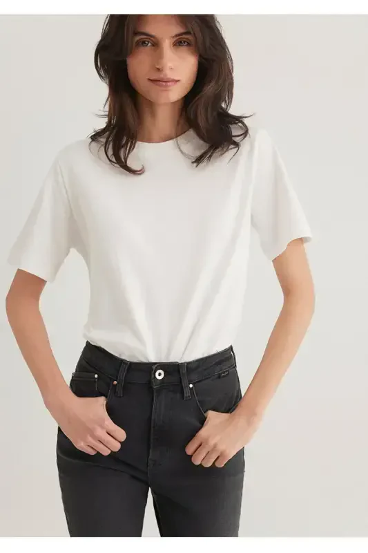 basic white women's t-shirt - MAVI
