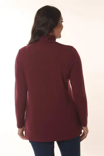Basıc Yarım Balıkçı Bordo Bluz - 5
