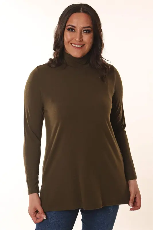 Basic Yarım Balıkçı Haki Bluz - 1