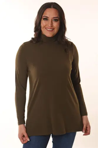 Basic Yarim Baliqchi Xaki Bluzka - 1