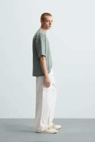 BASIC YIKANMIŞ OVERSIZE T-SHIRT-yıkanmış yeşil - 6