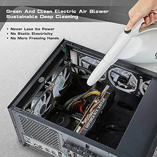 Compressed Air 3.0- Multi-Use Electric Air Duster for Cleaning Dust, Hairs, Crumbs, Scraps for Laptop, Computer, Replaces Compressed Air Cans & Canned Air (Pure White) - 2