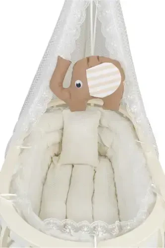 Basket Cradle Wooden Cradle Sleep Set Natural Wooden Cradle Bamboo00-Cream - TOMMYBABY (1)