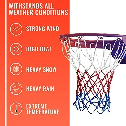 Basketball Net Replacement Heavy Duty - 12 Loops, Professional All Weather Anti Whip Nets, Fits Standard Indoor or Outdoor Rims - Premium Basketball Accessories - Hoop Net - 3