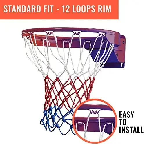 Basketball Net Replacement Heavy Duty - 12 Loops, Professional All Weather Anti Whip Nets, Fits Standard Indoor or Outdoor Rims - Premium Basketball Accessories - Hoop Net - 6