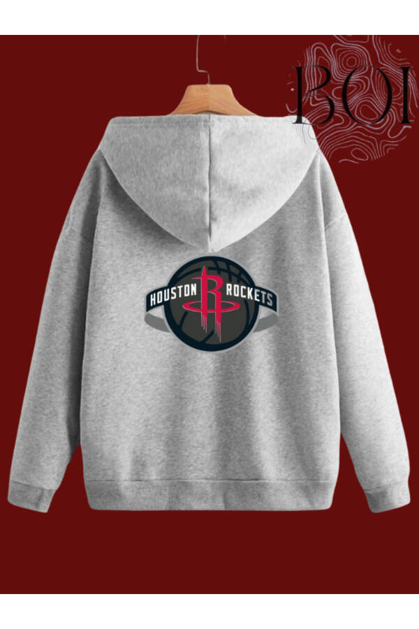 Basketball Printed Hoodie with Zipper - 2