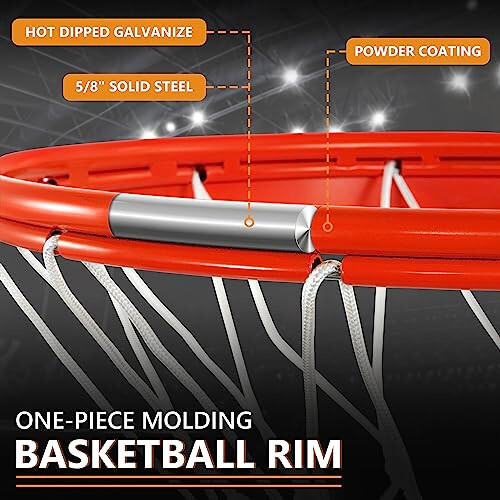 Basketball Rim, Heavy Duty Basketball Rim Replacement - Universal 18 Inch Breakaway Rim and Net,Professional Double-Spring Backboard Rims For In-Ground and Wall-Mounted Basketball Hoops Indoor Outdoor - 6