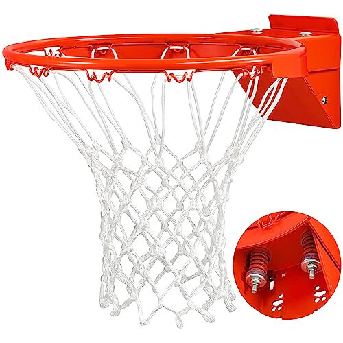 Basketball Rim Replacement, Heavy Duty Breakaway Rim and Net, Universal 18