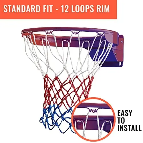 Basketball Net Replacement Heavy Duty - 12 Loops, Professional All Weather Anti Whip Nets, Fits Standard Indoor or Outdoor Rims - Premium Basketball Accessories - Hoop Net - 6