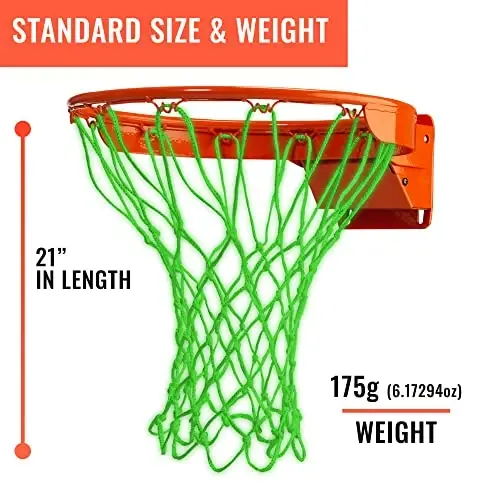Basketball Net Replacement Heavy Duty - 12 Loops, Professional All Weather Anti Whip Nets, Fits Standard Indoor or Outdoor Rims - Premium Basketball Accessories - Hoop Net - 4