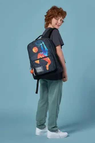 Basketbol Smech Desenli 3'li SET Maktab Ryukzaki - qorasmech - CORAL HIGH (1)