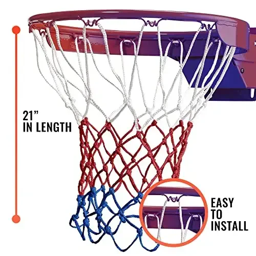 Basketbol to'ri almashtirish uchun mo'ljallangan, og'ir yuk ko'taradigan - 12 ta halqa, professional barcha ob-havo sharoitlariga mos, qamchilanishga qarshi to'rlar, standart ichki yoki tashqi halqalarga mos keladi - Premium basketbol aksessuarlari - Halqa to'ri - 4