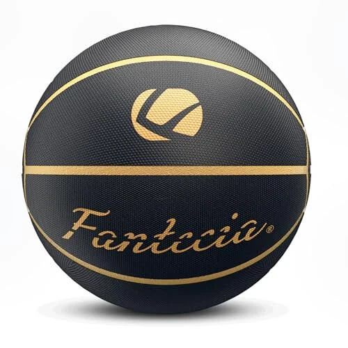 Баскетбольный мяч Fantecia Официального размера 7 и размера 5, баскетбол для улицы и помещений, баскетбол для молодежи и взрослых (черный золотой) - Fantecia (1)