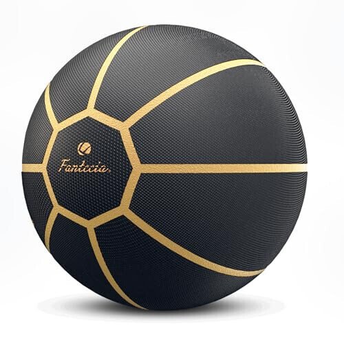 Баскетбольный мяч Fantecia Официального размера 7 и размера 5, баскетбол для улицы и помещений, баскетбол для молодежи и взрослых (черный золотой) - 4