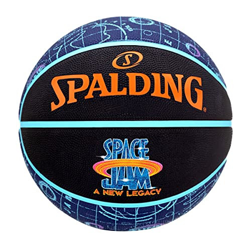 Баскетбольный мяч Spalding Space Jam Tune Court 84560Z, унисекс, черный/синий/оранжевый, размер 7 - 1