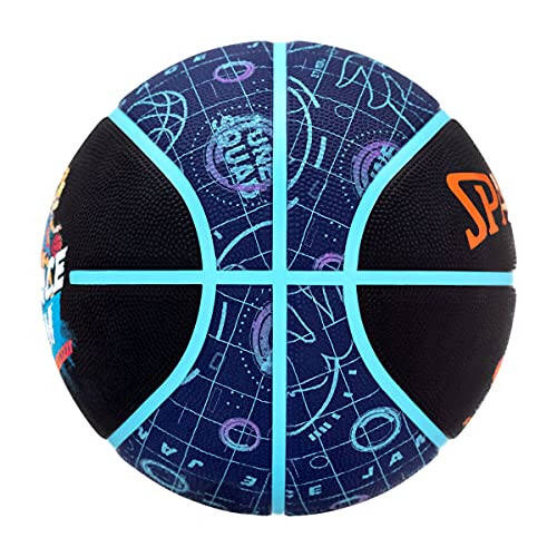 Баскетбольный мяч Spalding Space Jam Tune Court 84560Z, унисекс, черный/синий/оранжевый, размер 7 - 4