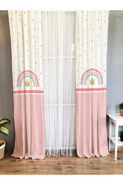 Baskılı Gökkuşağı Desenli Tek Kanat Çocuk Ve Bebek Odası Fon Perde - 12