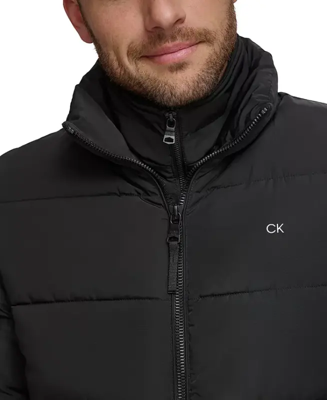 Men's Puffer With Set In Bib Detail, Created for Modazone - Black - 5