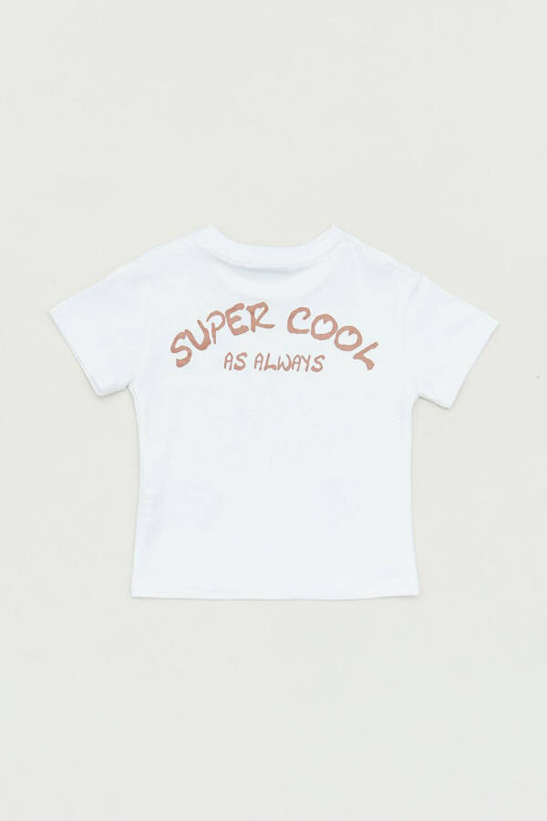 Beyaz Baskılı Kanguru Cepli Erkek Çocuk Tişört-Beyaz - 5