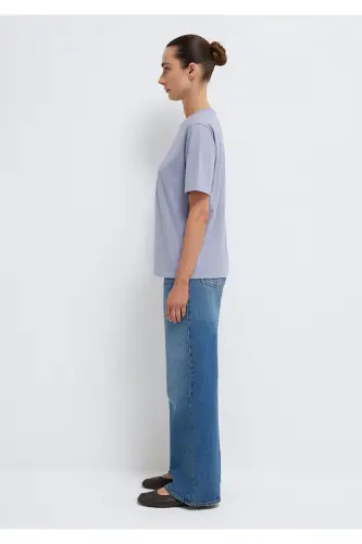 Baskılı Mor Tişört Regular Fit / Normal Kesim 1613147-81919-Mor - 4