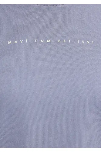 Baskılı Mor Tişört Regular Fit / Normal Kesim 1613147-81919-Mor - 7