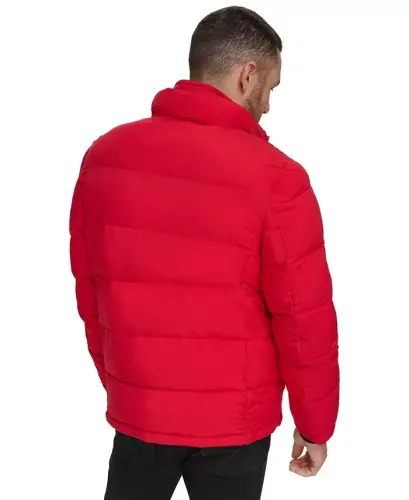 Men's Puffer With Set In Bib Detail, Created for Modazone - Deep Red - 3