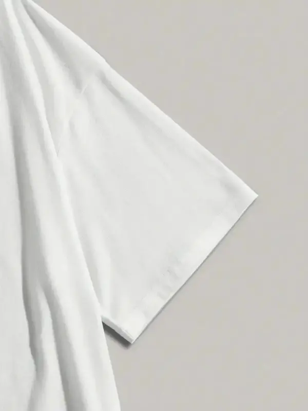 Baskılı Oversize Bisiklet Yaka T-shirt - Beyaz - 4