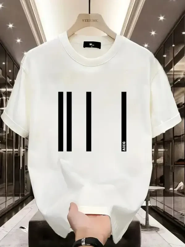 Baskılı Oversize Bisiklet Yaka T-shirt - Beyaz - BÜYÜKBEDENIZ