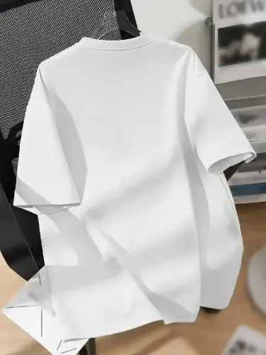 Baskılı Oversize Bisiklet Yaka T-shirt - Beyaz - BÜYÜKBEDENIZ (1)