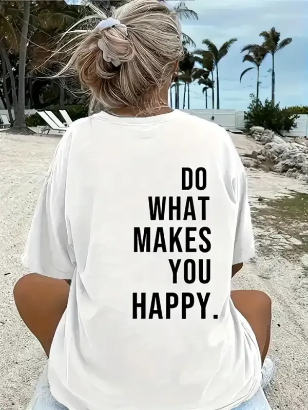 Baskılı Oversize Bisiklet Yaka T-shirt - Beyaz - BÜYÜKBEDENIZ