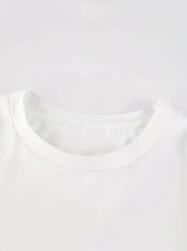 Baskılı Oversize Bisiklet Yaka T-shirt - Beyaz - 2