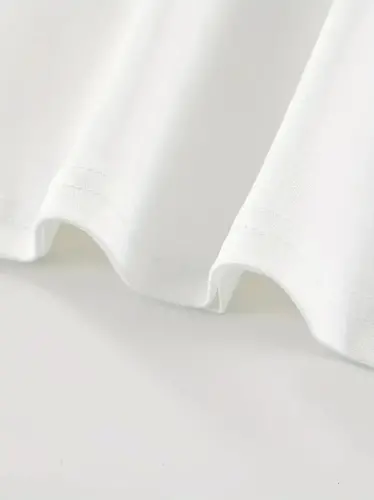 Baskılı Oversize Bisiklet Yaka T-shirt - Beyaz - 4