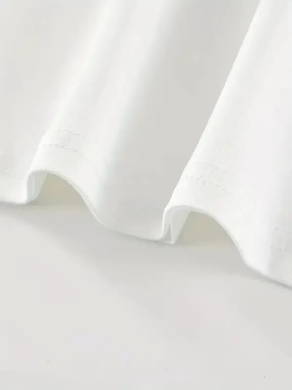 Baskılı Oversize Bisiklet Yaka T-shirt - Beyaz - 4