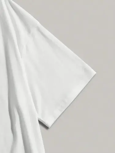 Baskılı Oversize Bisiklet Yaka T-shirt - Beyaz - 4