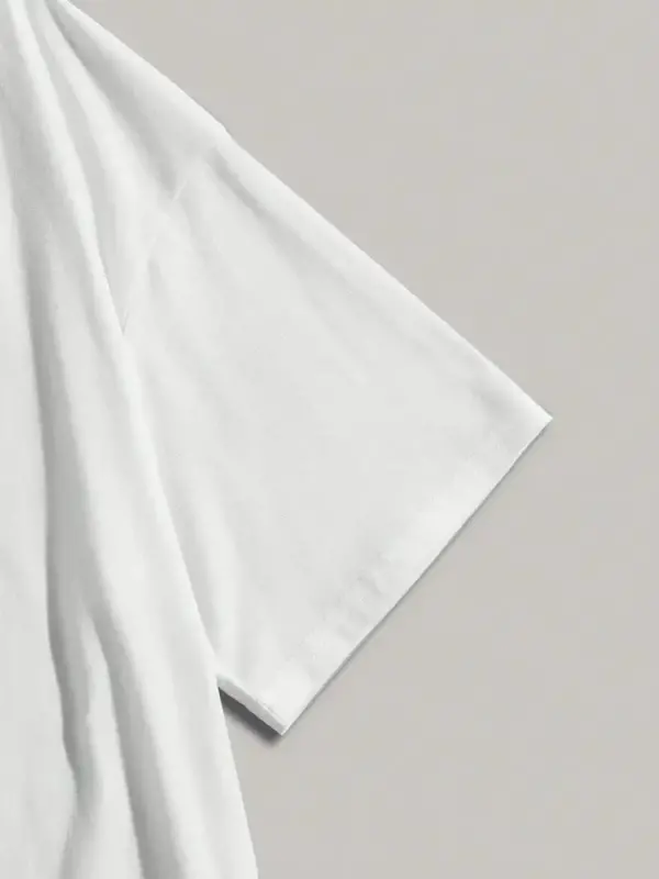 Baskılı Oversize Bisiklet Yaka T-shirt - Beyaz - 4