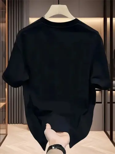 Baskılı Oversize Bisiklet Yaka T-shirt - Siyah - 2