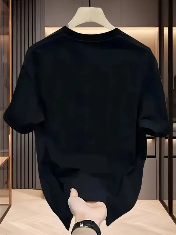 Baskılı Oversize Bisiklet Yaka T-shirt - Siyah - 2