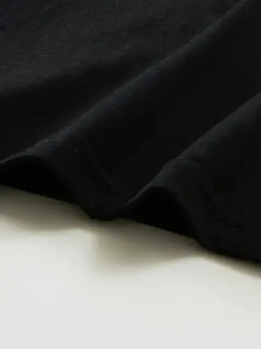 Baskılı Oversize Bisiklet Yaka T-shirt - Siyah - 3