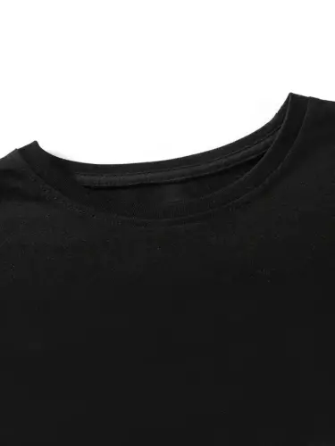 Baskılı Oversize Bisiklet Yaka T-shirt - Siyah - 4