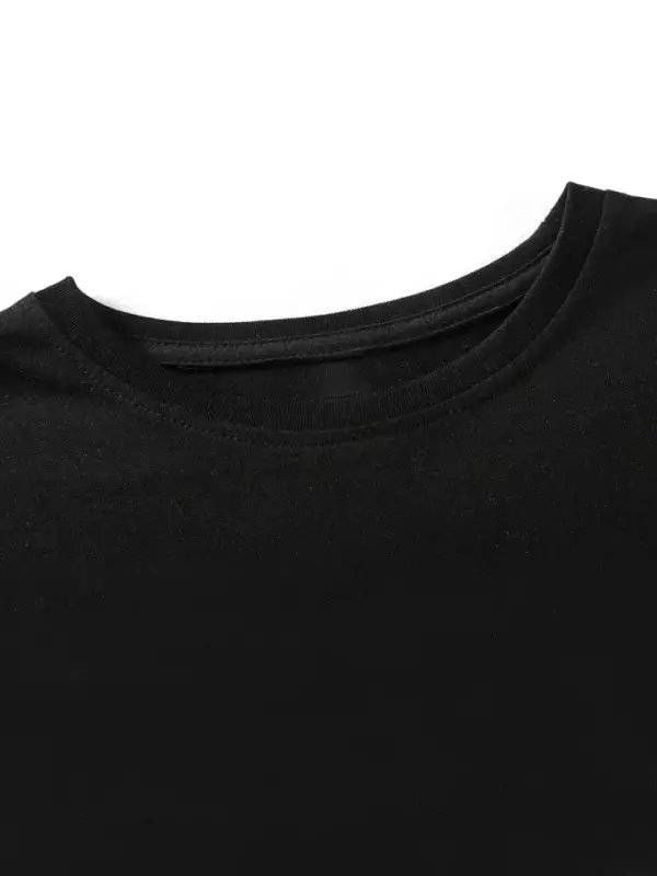 Baskılı Oversize Bisiklet Yaka T-shirt - Siyah - 4