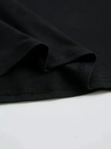 Baskılı Oversize Bisiklet Yaka T-shirt - Siyah - 4