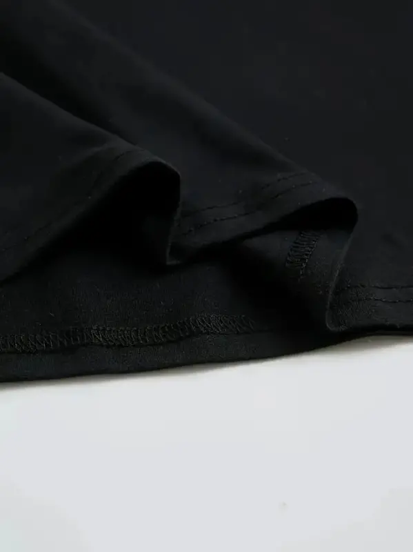 Baskılı Oversize Bisiklet Yaka T-shirt - Siyah - 4