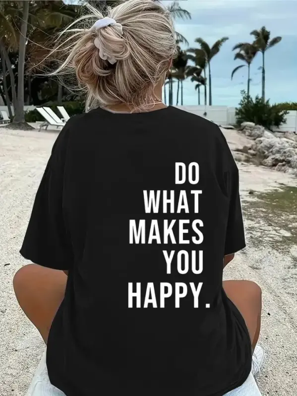 Baskılı Oversize Bisiklet Yaka T-shirt - Siyah - BÜYÜKBEDENIZ