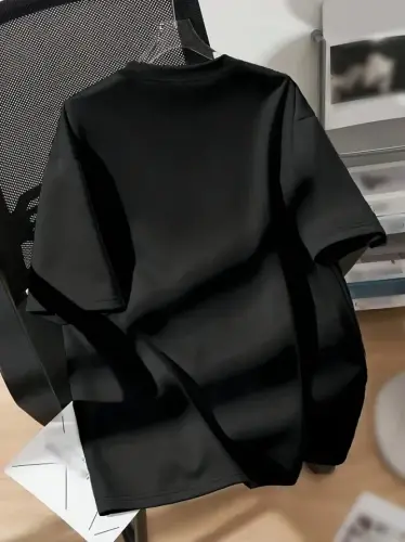 Baskılı Oversize Bisiklet Yaka T-shirt - Siyah - BÜYÜKBEDENIZ (1)