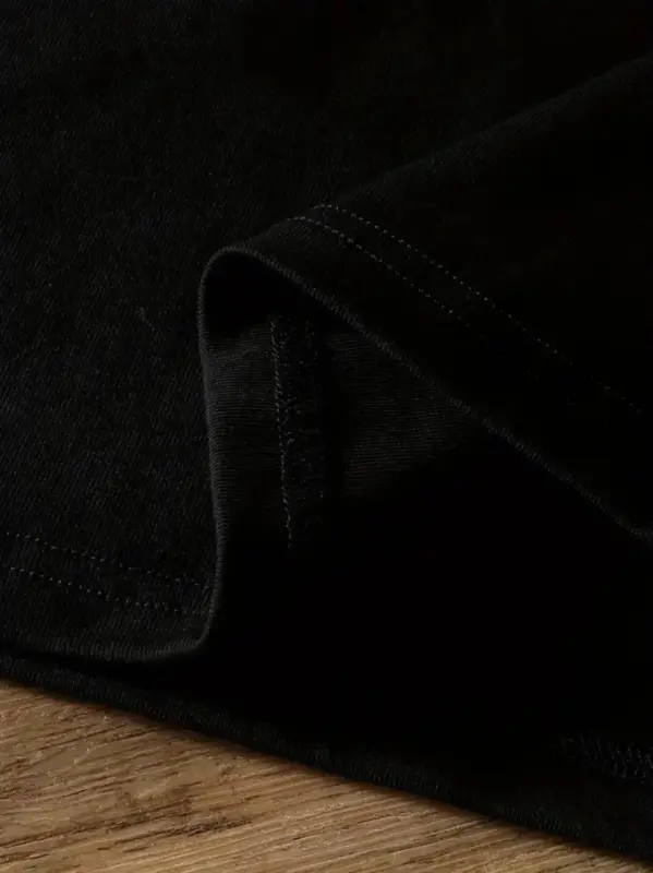 Baskılı Oversize Bisiklet Yaka T-shirt - Siyah - 3