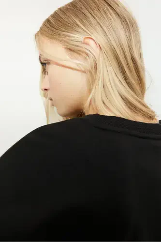 Baskılı Oversize Sweatshirt-Siyah/Elvis Presley - 4