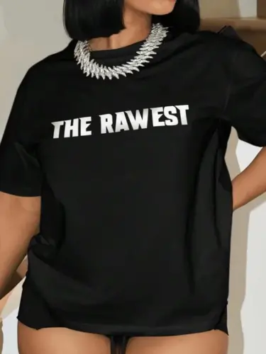 Baskılı Oversize T-shirt - Siyah - 1