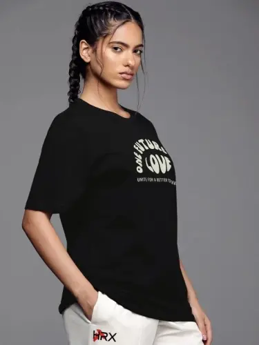 Baskılı Oversize T-shirt - Siyah - BÜYÜKBEDENIZ (1)