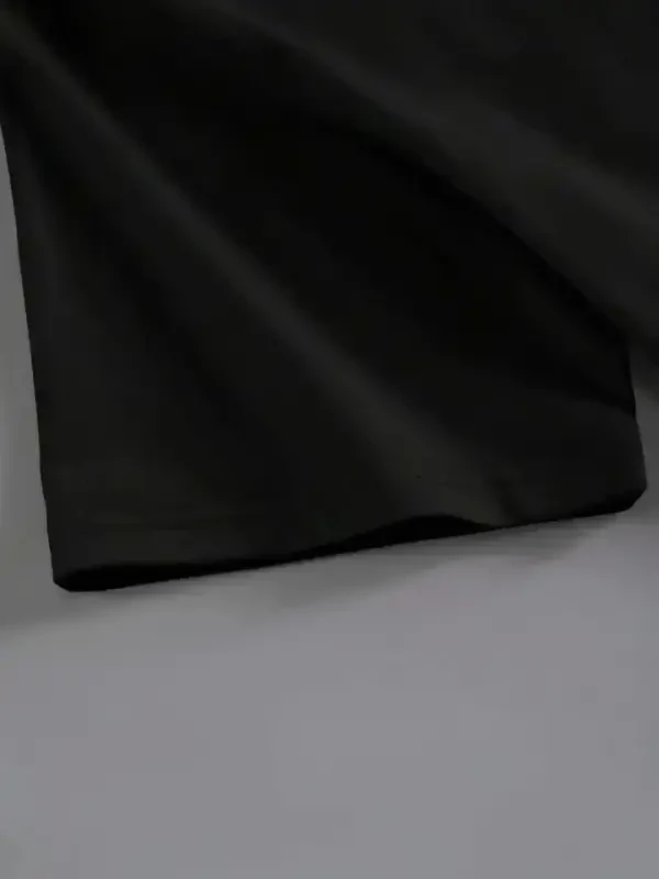 Baskili Oversize Velosiped Yoqali T-ko'ylak - Qora - 2